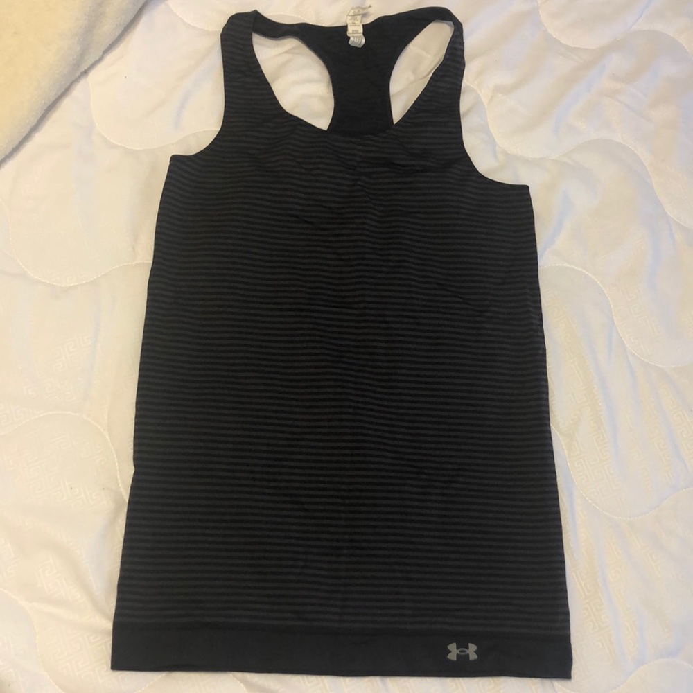 Under Armour Seamless Tank Top Black Grey Striped